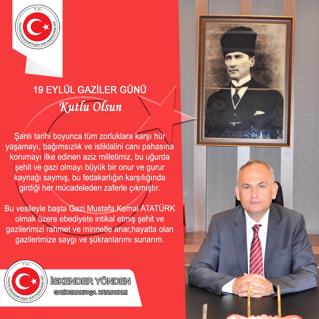 19 Eylül Gaziler Günü Kutlu Olsun